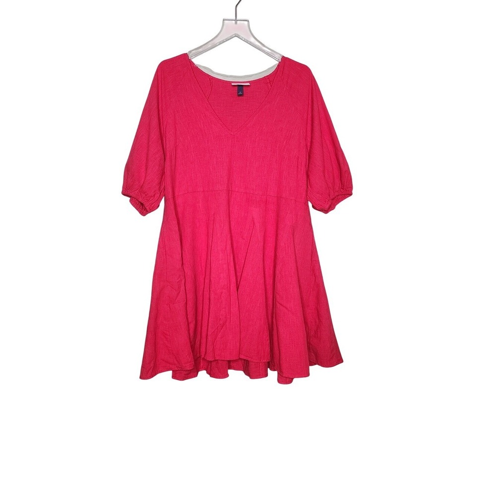 Universal Thread‎ Red Peasant Dress Puff Sleeve V-Neck Flare Cottage Boho XL